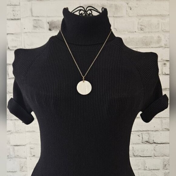 Faux Mother of Pearl Disc / Full Moon Pendant on Bronze Chain. - Picture 3 of 6